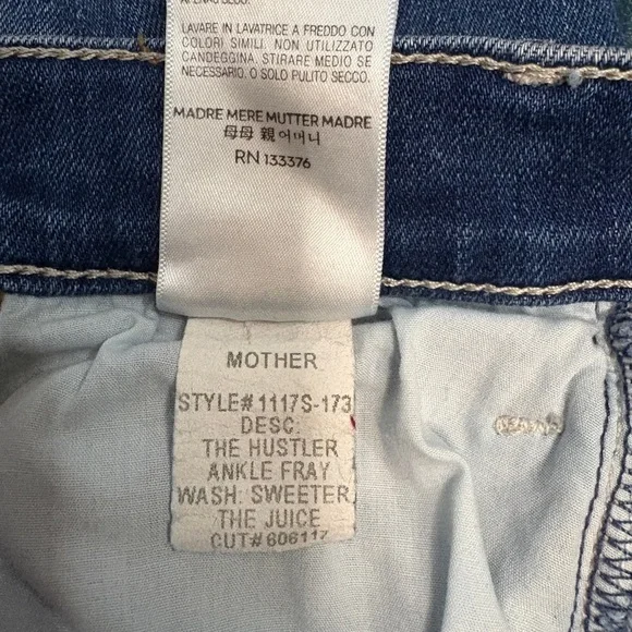 MOTHER The Hustler Ankle Fray Denim Jeans in Sweeter the Juice Blue Wash Size 27 - Picture 11 of 13